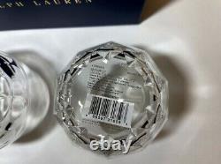 2 Ralph Lauren Monroe Double Old Fashioned Czech Cut Crystal Whiskey Glasses