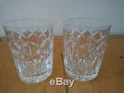 2 Rare Waterford Patrick Pattern Double Old Fashioned Tumbler Glasses 4 3/8