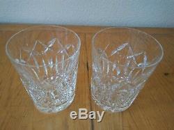 2 Rare Waterford Patrick Pattern Double Old Fashioned Tumbler Glasses 4 3/8