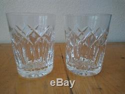 2 Rare Waterford Patrick Pattern Double Old Fashioned Tumbler Glasses 4 3/8