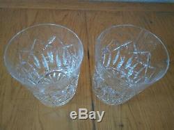2 Rare Waterford Patrick Pattern Double Old Fashioned Tumbler Glasses 4 3/8