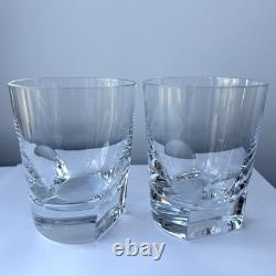 2 Rogaska Gallia Restoration Hardware Crystal Glass Double Old Fashioned 4 1/4