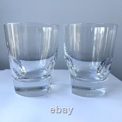2 Rogaska Gallia Restoration Hardware Crystal Glass Double Old Fashioned 4 1/4