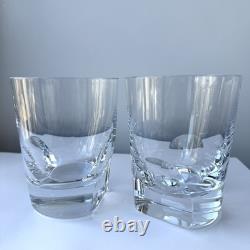 2 Rogaska Gallia Restoration Hardware Crystal Glass Double Old Fashioned 4 1/4