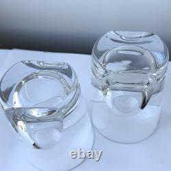 2 Rogaska Gallia Restoration Hardware Crystal Glass Double Old Fashioned 4 1/4