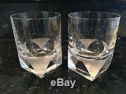 2 Rosenthal Double Old Fashioned Glass Signed-Excellent
