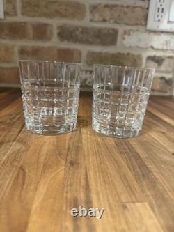 (2)Tiffany & Co. Plaid Crystal Double Old Fashioned Tumbler, 3 5/8H, Pre-owned