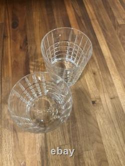 (2)Tiffany & Co. Plaid Crystal Double Old Fashioned Tumbler, 3 5/8H, Pre-owned