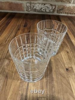 (2)Tiffany & Co. Plaid Crystal Double Old Fashioned Tumbler, 3 5/8H, Pre-owned