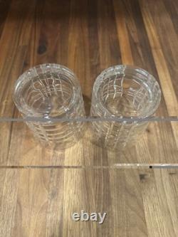 (2)Tiffany & Co. Plaid Crystal Double Old Fashioned Tumbler, 3 5/8H, Pre-owned