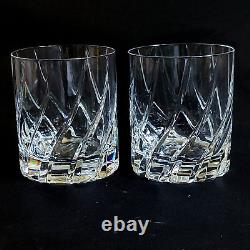 2 (Two) MIKASA OLYMPUS Cut Lead Crystal DBL Old Fashioned Glasses RETIRED