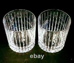 2 (Two) SASAKI ELLESSEE Crystal Double Old Fashioned Glasses-Signed DISCONTINUED