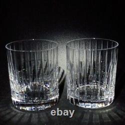 2 (Two) SASAKI ELLESSEE Cut Crystal Double Old Fashioned Glasses-RETIRED