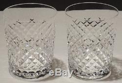 2 VINTAGE WATERFORD CRYSTAL ALANA DOUBLE OLD FASHIONED 12 oz. GLASSES 4 3/8