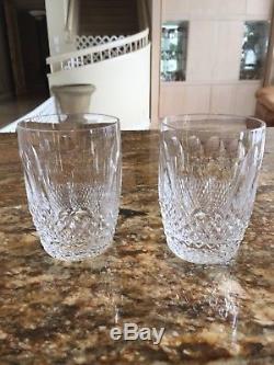 2 VINTAGE WATERFORD CRYSTAL COLLEEN DOUBLE OLD FASHIONED 12 oz. GLASSES 4 3/8