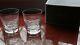 2 Vera Wang Crystal Double Old Fashioned Tumblers + Box Platinum Rim Labels 10cm