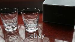 2 Vera Wang Crystal Double Old Fashioned Tumblers + Box Platinum Rim Labels 10cm