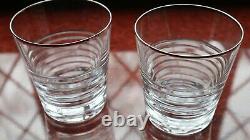 2 Vera Wang Crystal Double Old Fashioned Tumblers + Box Platinum Rim Labels 10cm