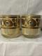 2 Vietri Regalia Italian Double Old-Fashioned Glasses 14K Gold Accents/Cream