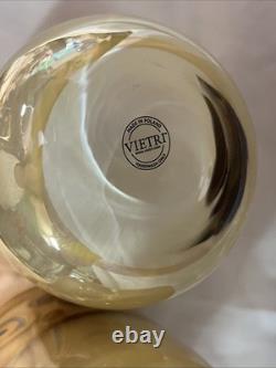 2 Vietri Regalia Italian Double Old-Fashioned Glasses 14K Gold Accents/Cream