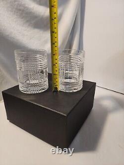 2 Vintage Ralph Lauren Glen Plaid Double Old Fashioned Crystal Glasses Preowned