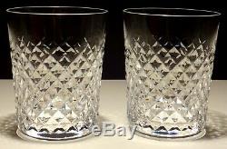 2 Vintage Waterford Crystal Alana Double Old Fashioned Tumbler Glasses 4 3/8