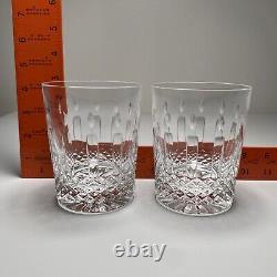 2 Vtg Waterford Crystal Happy Birthday Double Old Fashioned Tumbler Glasses