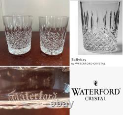 2 WATERFORD CRYSTAL Ballybay Double Old-Fashioned 12 oz. Flat Tumblers IRELAND