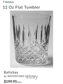 2 WATERFORD CRYSTAL Ballybay Double Old-Fashioned 12 oz. Flat Tumblers IRELAND
