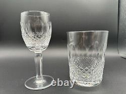 2 WATERFORD CRYSTAL Colleen Stem Glasses White Wine &Double Old Fashioned, MINT