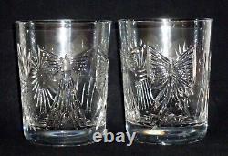 2 WATERFORD Cut Crystal Millennium 5 TOASTS Double Old Fashioned Rocks Glasses