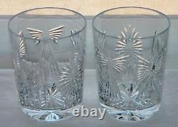 2 WATERFORD Cut Crystal Millennium 5 TOASTS Double Old Fashioned Rocks Glasses