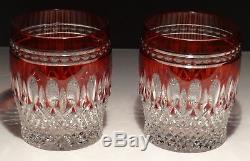 2 Waterford Clarendon Double Old Fashioned Glasses Ruby Red
