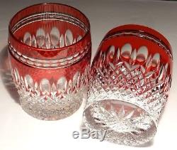 2 Waterford Clarendon Double Old Fashioned Glasses Ruby Red