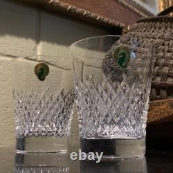 2 Waterford Crystal Alana Essence 4 Double Old Fashioned Glasses withTags & Box