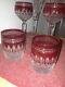 2 Waterford Crystal Claredon Ruby Pattern Double Old Fashioned Whiskey Glasses