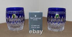 2- Waterford Crystal Clarendon Cobalt (DOF) Double Old Fashioned Glasses 4- NIB