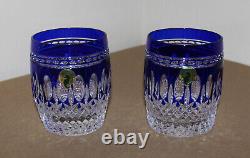 2- Waterford Crystal Clarendon Cobalt (DOF) Double Old Fashioned Glasses 4- NIB