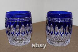 2- Waterford Crystal Clarendon Cobalt (DOF) Double Old Fashioned Glasses 4- NIB