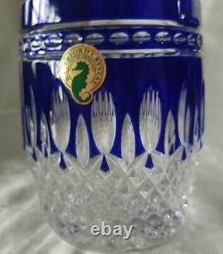 2 Waterford Crystal Clarendon Double Old Fashioned Glasses Cobalt Blue New