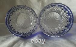 2 Waterford Crystal Clarendon Double Old Fashioned Glasses Cobalt Blue New