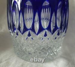 2 Waterford Crystal Clarendon Double Old Fashioned Glasses Cobalt Blue Nib