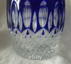 2 Waterford Crystal Clarendon Double Old Fashioned Glasses Cobalt Blue Nib