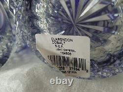 2 Waterford Crystal Clarendon Double Old Fashioned Glasses Cobalt Blue Nib