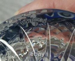 2 Waterford Crystal Clarendon Double Old Fashioned Glasses Cobalt Blue Nib