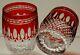 2 Waterford Crystal Clarendon Double Old Fashioned Glasses Ruby Red 4 1/8