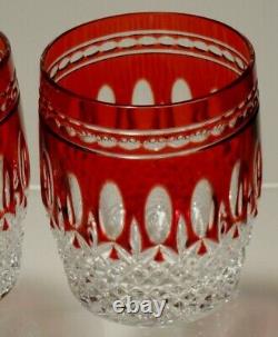 2 Waterford Crystal Clarendon Double Old Fashioned Glasses Ruby Red 4 1/8