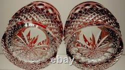 2 Waterford Crystal Clarendon Double Old Fashioned Glasses Ruby Red 4 1/8