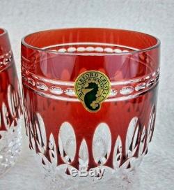 2 Waterford Crystal Clarendon Ruby Red Double Old Fashioned Glasses New In Box