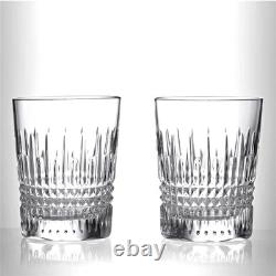 2 Waterford Crystal Diamond Double Old Fashion rock whiskey glasses 10ozs